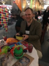 Every year, ASTRA - American Specialty Toy Retailing Association - hosts a fat party, the table was loaded with fun stuff including a Slinky with LED lights